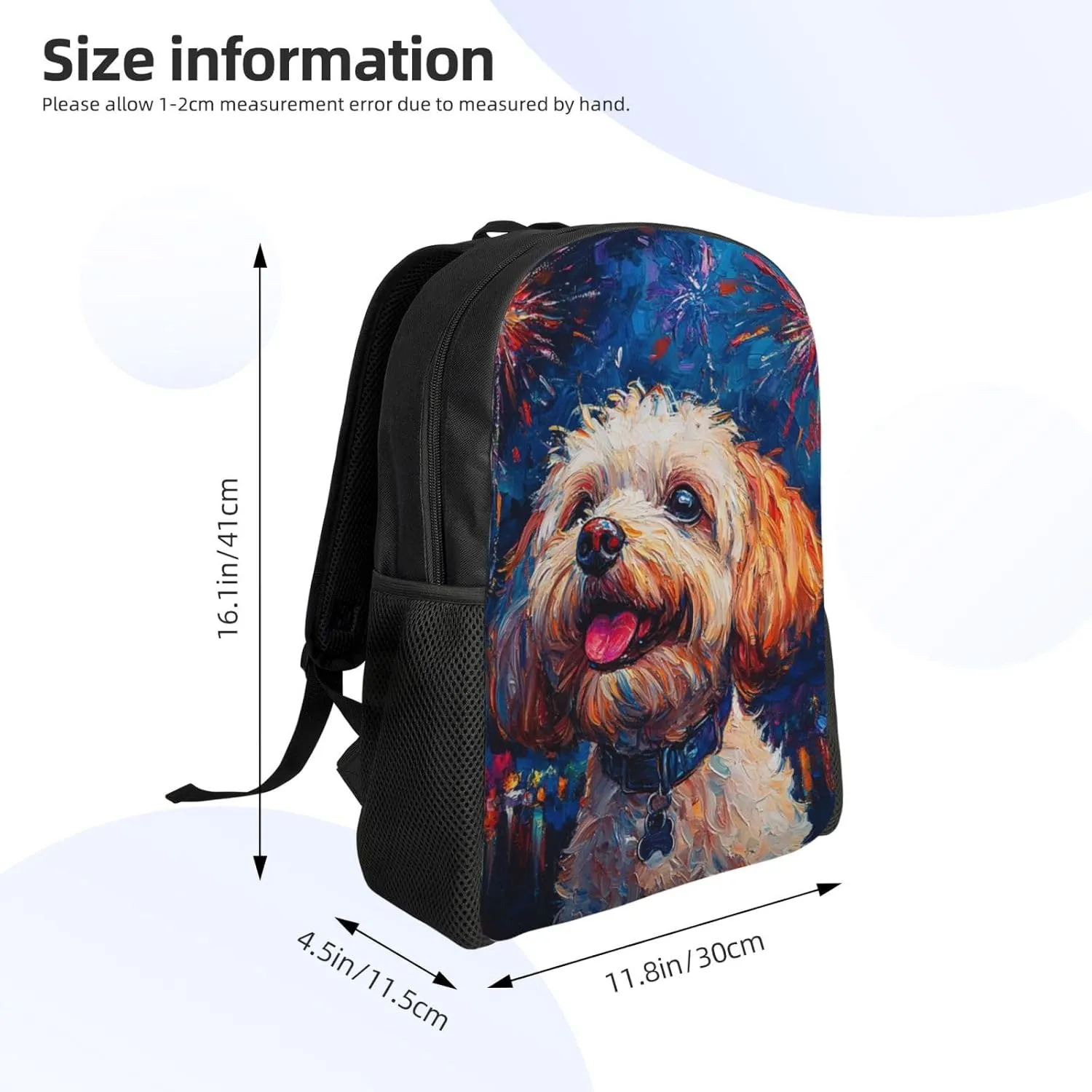 Fireworks Dog Backpack Waterproof Anti Theft Durable Light Laptop Bag Backpacks For Women Men Travel Gym Backpack