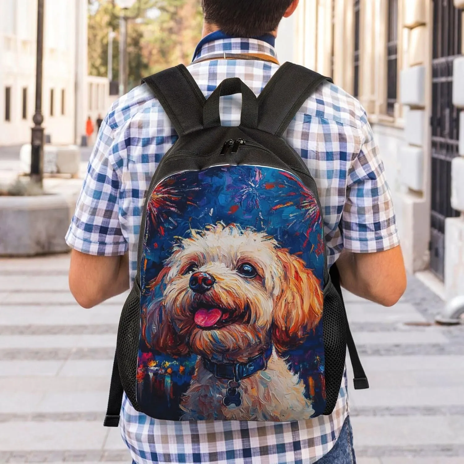 Fireworks Dog Backpack Waterproof Anti Theft Durable Light Laptop Bag Backpacks For Women Men Travel Gym Backpack