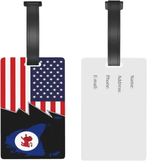 Flag Map of Tasmania and America Luggage Tags for Suitcases Travel Tags ID Labels for Women Men Travel Bag Luggage Accessories