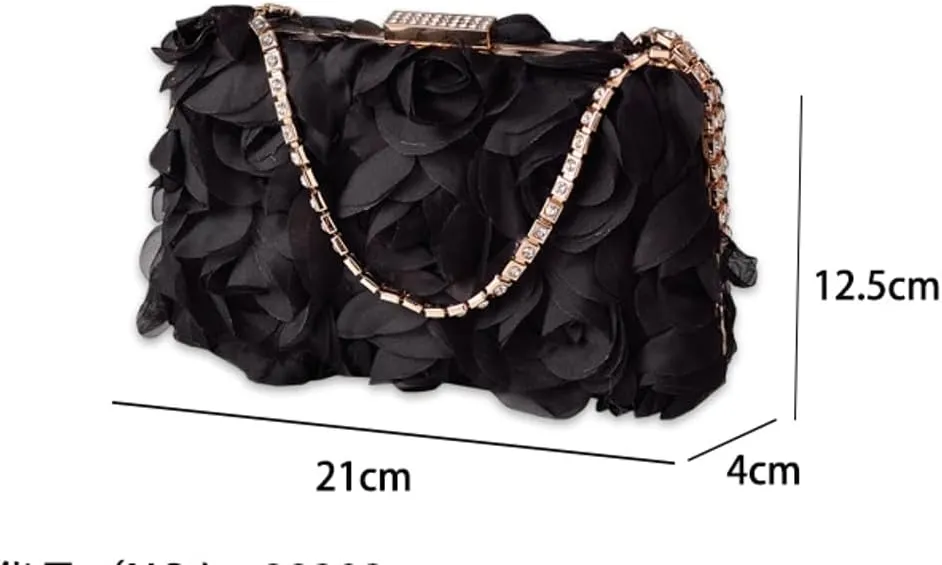 Floral Clutch Purses Women 2025 Elegant Satin Evening Bags Small Purse with Detachable Strap for Wedding Party Prom