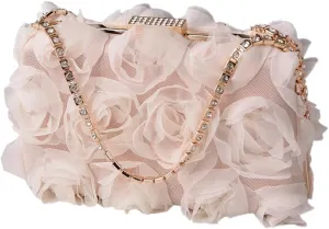 Floral Clutch Purses Women 2025 Elegant Satin Evening Bags Small Purse with Detachable Strap for Wedding Party Prom