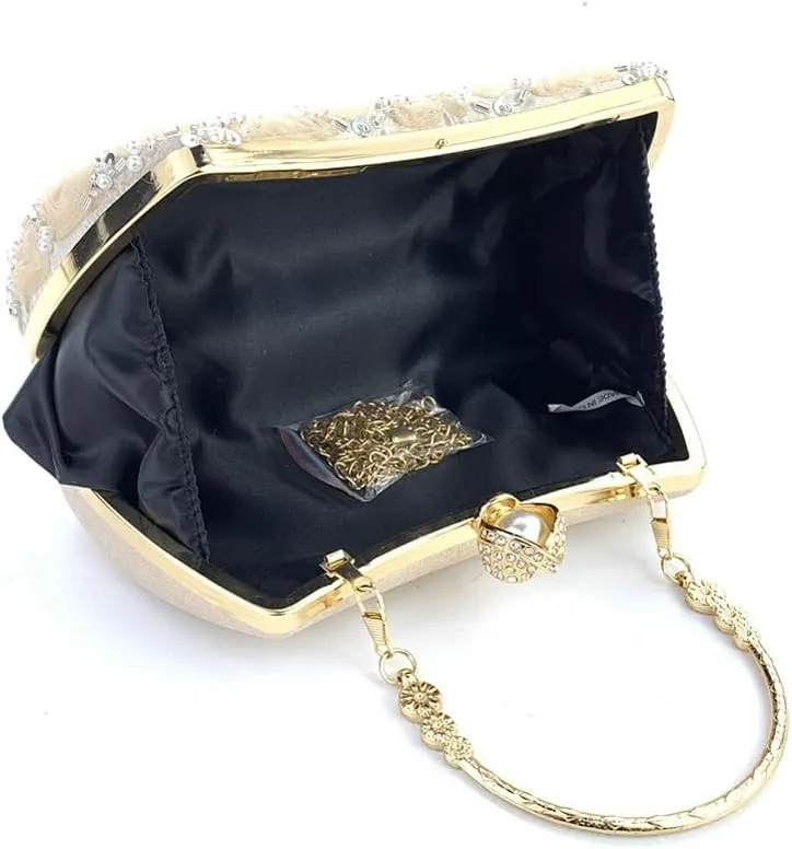 Floral Evening Handbags Women Satin Pearl Beaded Clutch Purses Chain Shoulder Bag Prom Bride Wedding Handbags 2025