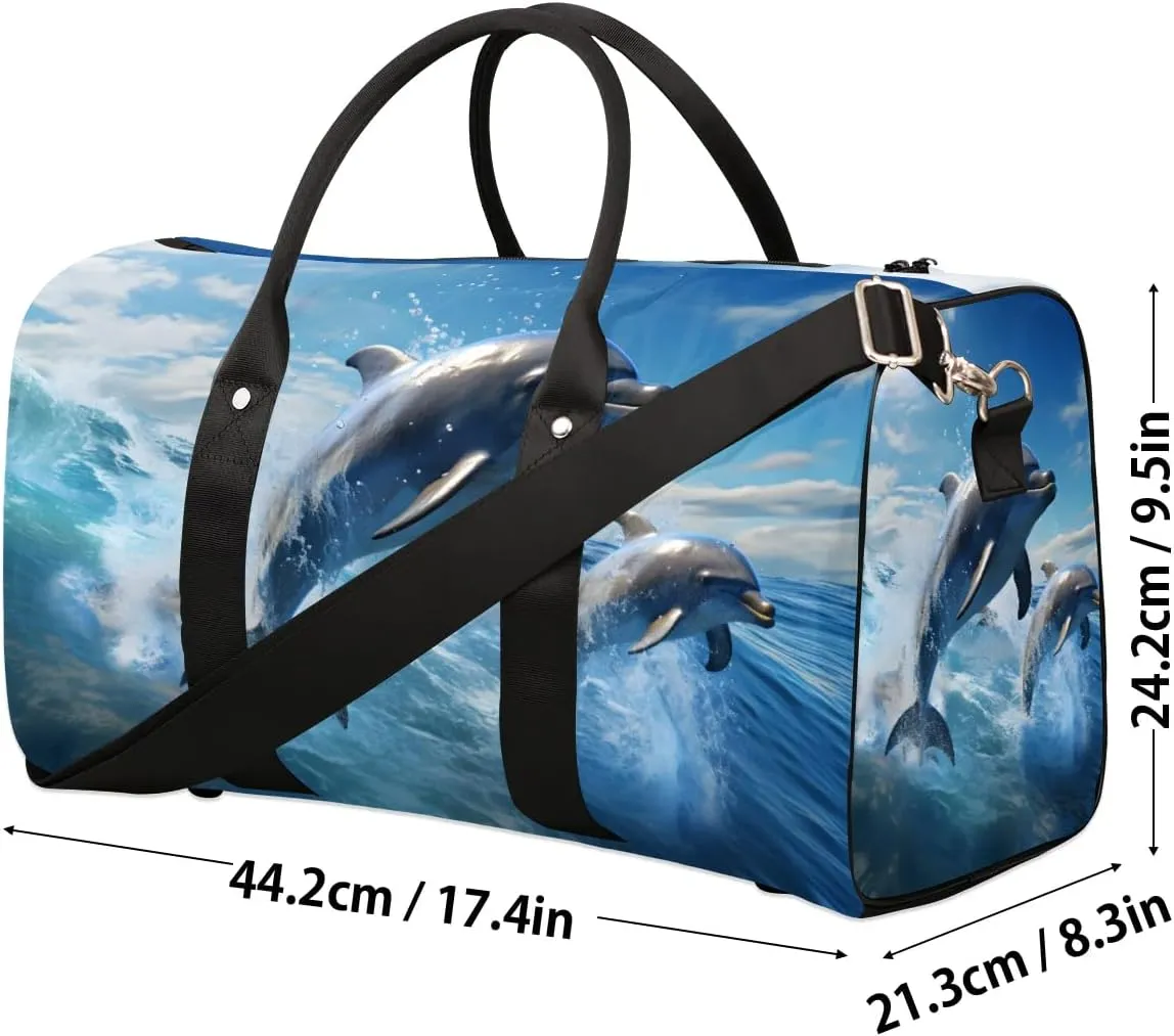 Foldable Travel Bag Dolphins Lightweight Carry On Bags for Airplanes Waterproof Travel Duffle Bag For Gym Weekend Overnight
