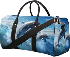 Foldable Travel Bag Dolphins Lightweight Carry On Bags for Airplanes Waterproof Travel Duffle Bag For Gym Weekend Overnight