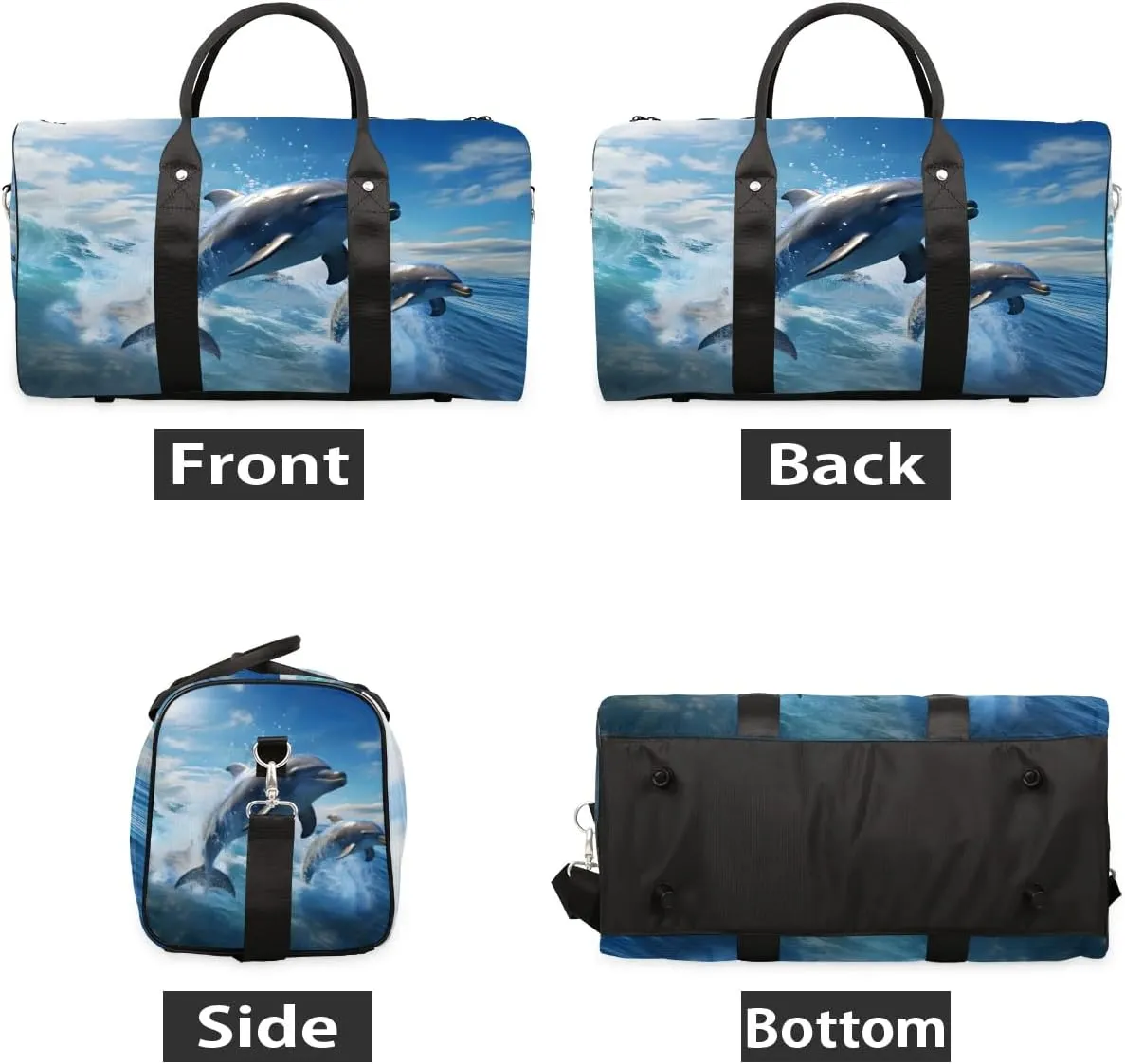 Foldable Travel Bag Dolphins Lightweight Carry On Bags for Airplanes Waterproof Travel Duffle Bag For Gym Weekend Overnight