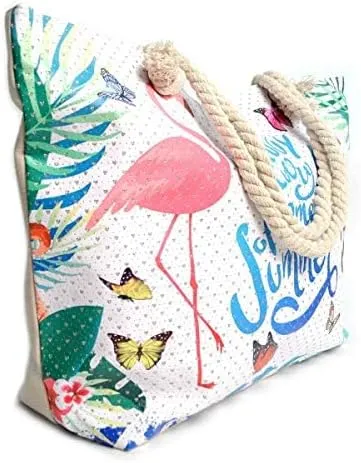 Forest & Twelfth Beach Bag XL Tote With Zipper, Perfect for Pool, Weekend Trip, Travel, Gym, Shopping, Grocery