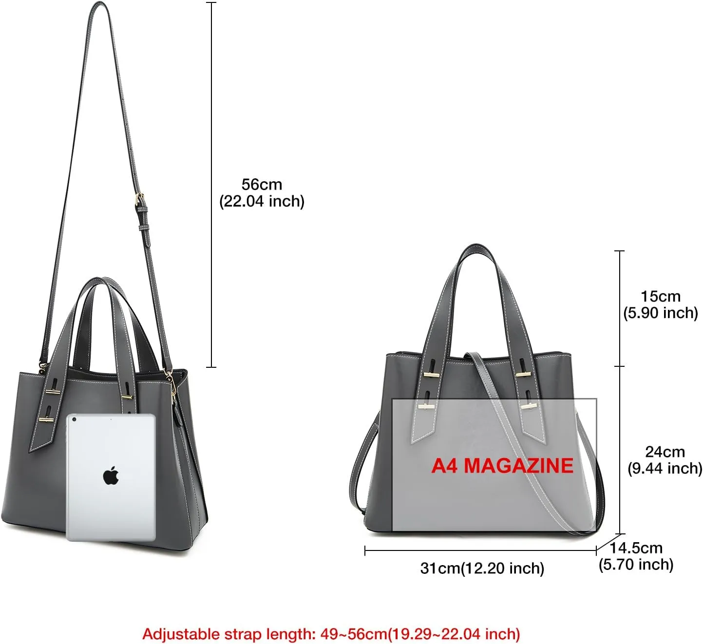 FOXLOVER Crossbody Bags for Women Medium Size Top Handle Purses Oil-Waxed Leather Satchel Handbag Magnetic Zipper