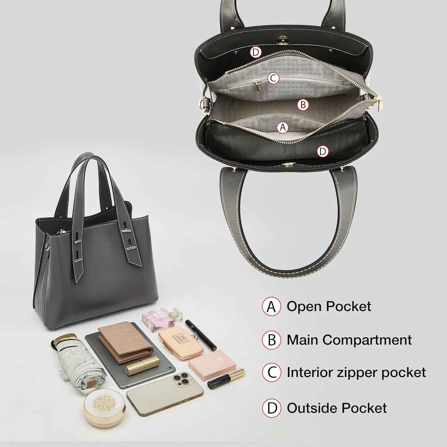 FOXLOVER Crossbody Bags for Women Medium Size Top Handle Purses Oil-Waxed Leather Satchel Handbag Magnetic Zipper