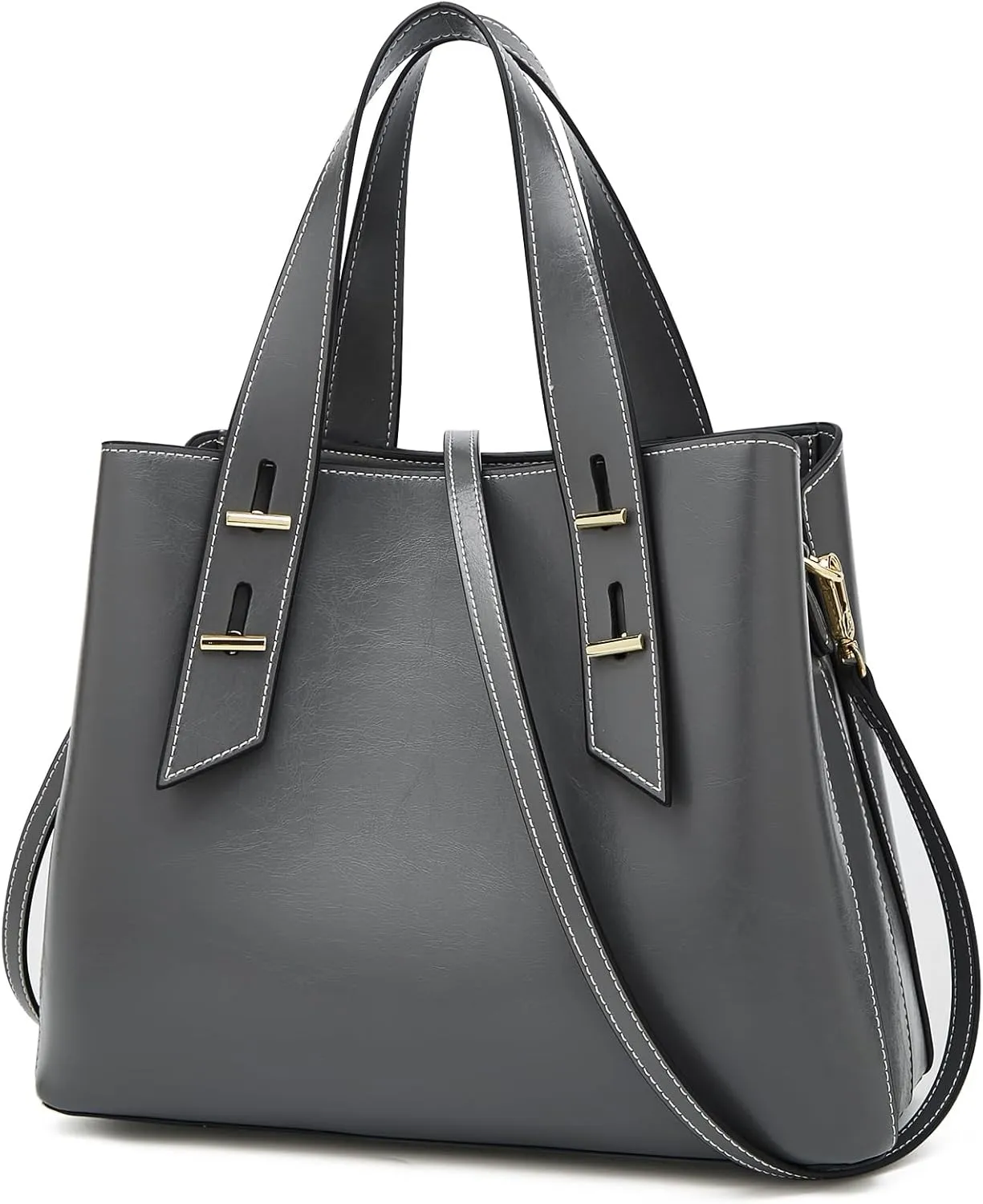 FOXLOVER Crossbody Bags for Women Medium Size Top Handle Purses Oil-Waxed Leather Satchel Handbag Magnetic Zipper