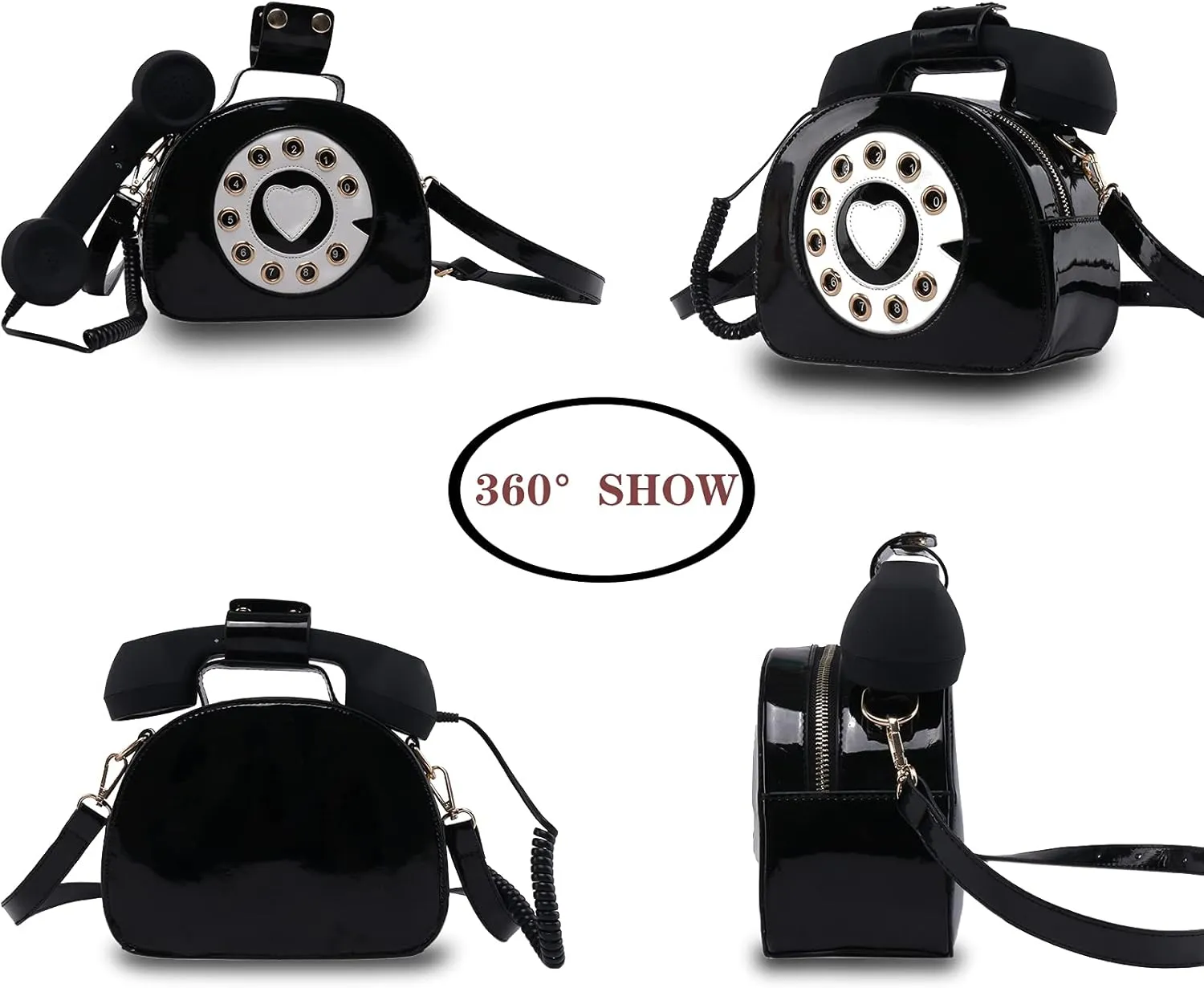 Fozehlad Novelty Telephone Shaped Shoulder Bag Funny Retro Phone Crossbody Bag Totes Chain Purse