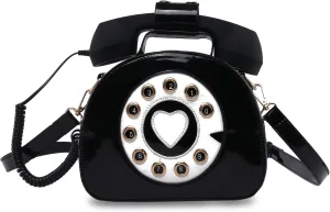 Fozehlad Novelty Telephone Shaped Shoulder Bag Funny Retro Phone Crossbody Bag Totes Chain Purse