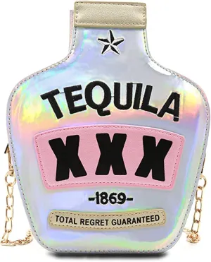 Fozehlad Novelty Tequila Crossbody Bag for Women Bottle Shaped Shoulder Handbags Elegant Evening Purse for Girls