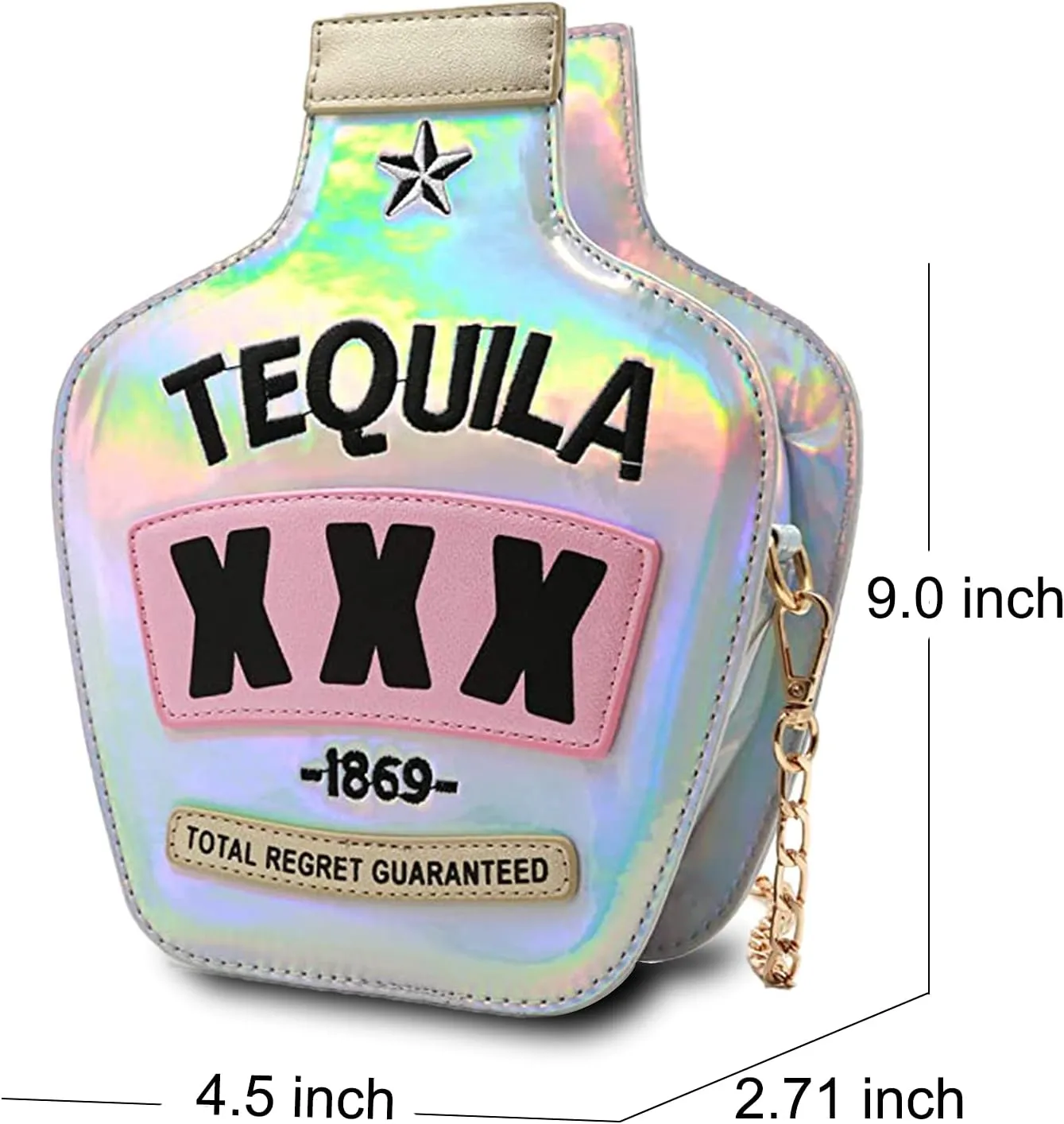 Fozehlad Novelty Tequila Crossbody Bag for Women Bottle Shaped Shoulder Handbags Elegant Evening Purse for Girls