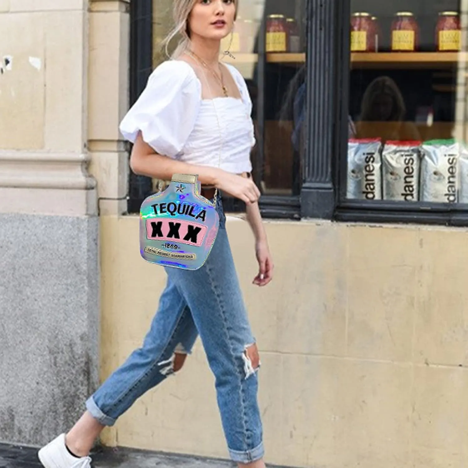 Fozehlad Novelty Tequila Crossbody Bag for Women Bottle Shaped Shoulder Handbags Elegant Evening Purse for Girls