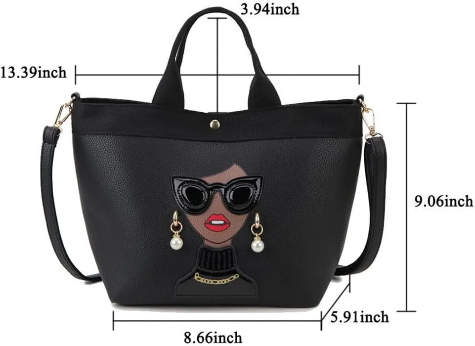 Funky Lady Face Purse for Women Casual Shopping Bag Top Handle Satchel Handbags Pu Leather Shoulder Bag Totes