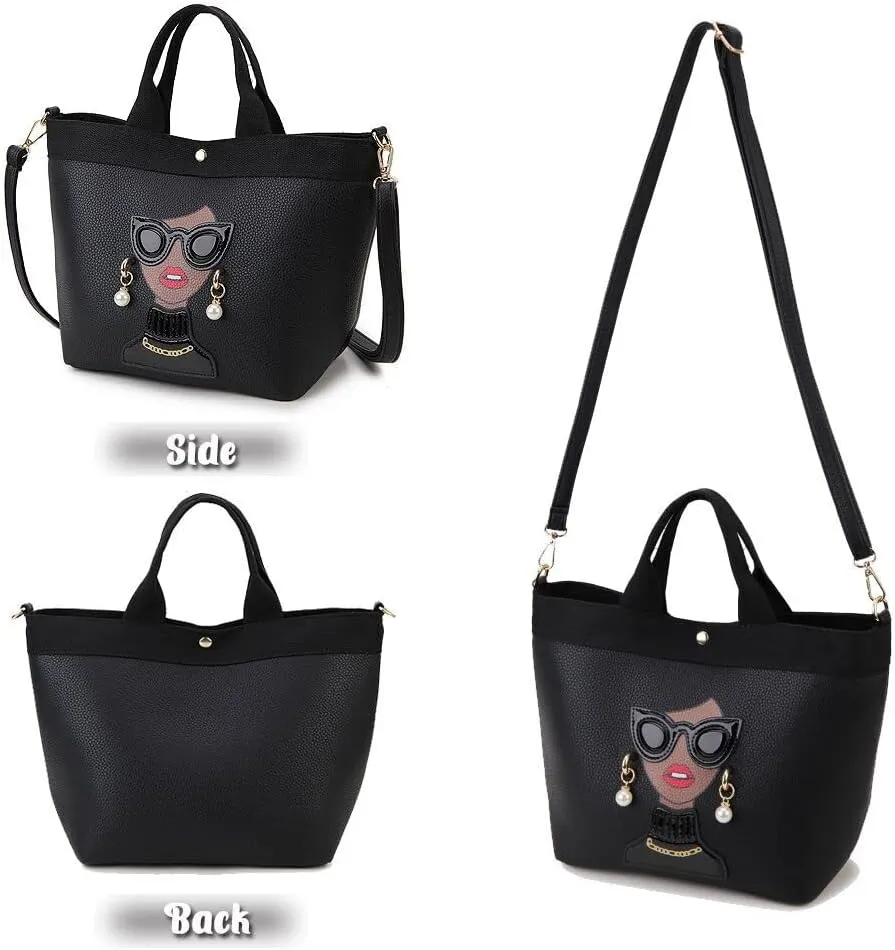 Funky Lady Face Purse for Women Casual Shopping Bag Top Handle Satchel Handbags Pu Leather Shoulder Bag Totes