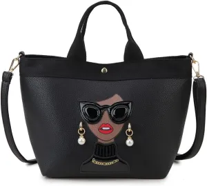 Funky Lady Face Purse for Women Casual Shopping Bag Top Handle Satchel Handbags Pu Leather Shoulder Bag Totes