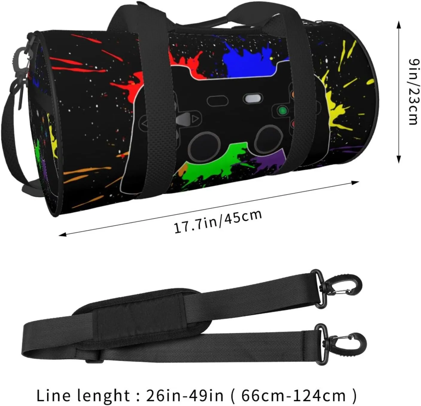 Game Joystick Gym Duffle Bag Foldable Gamer Gamepad Lightweight Carry On Weekender Travel Duffel Bags Sport Bags For Fitness Yoga Beach Swim Men Women