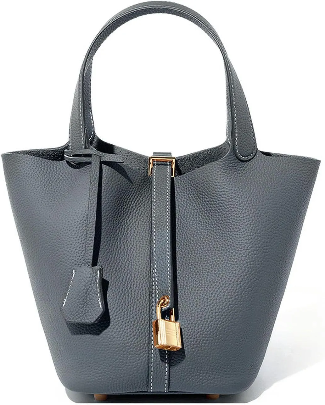 Genuine Leather Bucket Bags For Women Wallet Satchels Handbag With Lock Design Daily Casual Soft Shoulder Bag