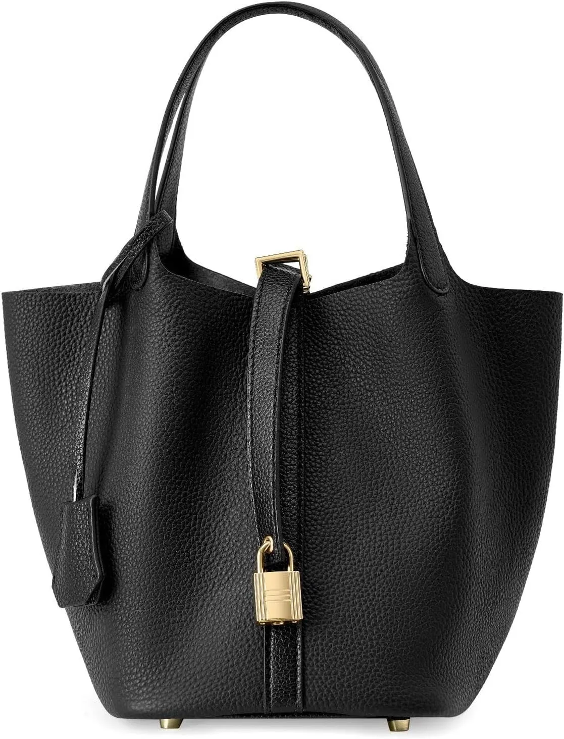 Genuine Leather Bucket Bags For Women Wallet Satchels Handbag With Lock Design Daily Casual Soft Shoulder Bag