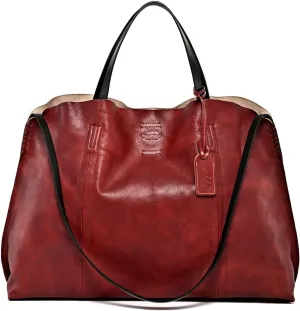 Genuine Leather Forest Island Tote | Spacious Handbag with Removable Inner Pouches