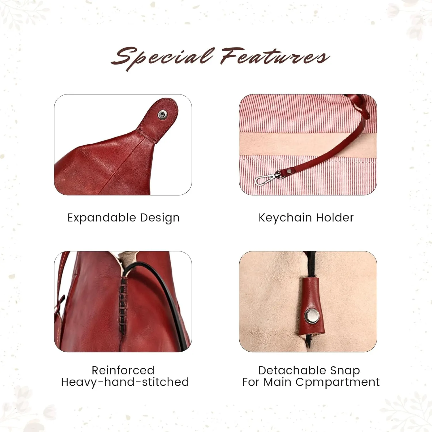 Genuine Leather Forest Island Tote | Spacious Handbag with Removable Inner Pouches