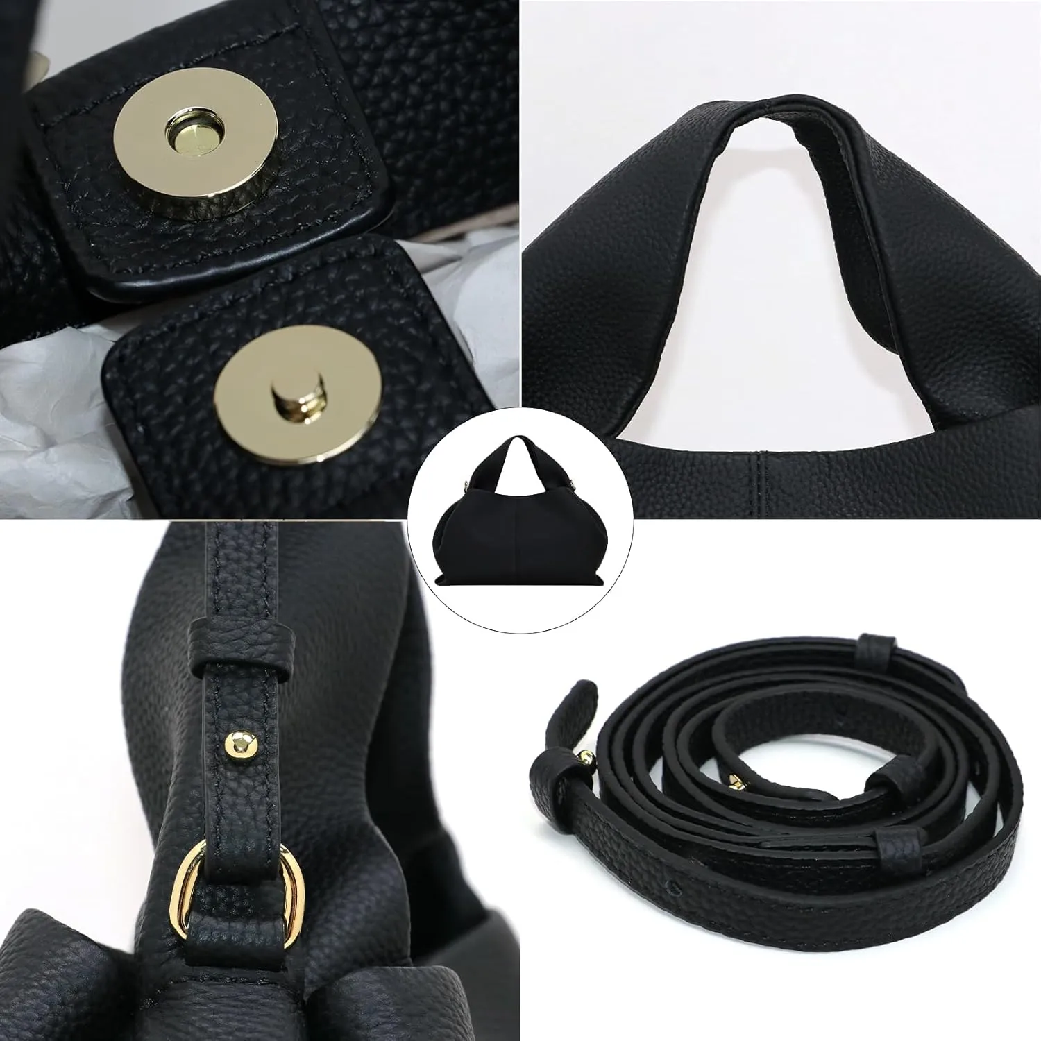 Genuine Leather Retro Shoulder Crossbody Bag for Women, Chic Dumpling Bag and Cute Cloud Handbag for Women