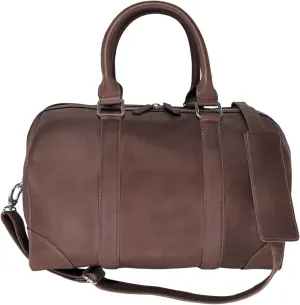 Genuine Leather Unisex Travel Duffel Bag, Shoulder Weekender Overnight Luggage Bag (Taupe)