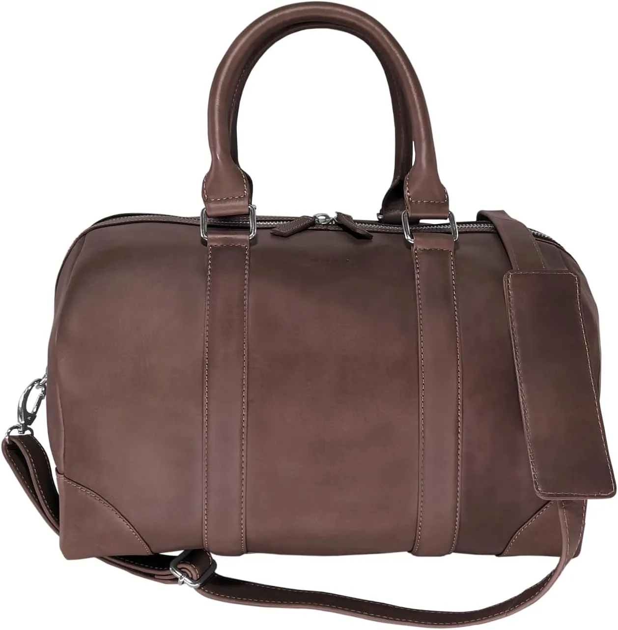Genuine Leather Unisex Travel Duffel Bag, Shoulder Weekender Overnight Luggage Bag (Taupe)