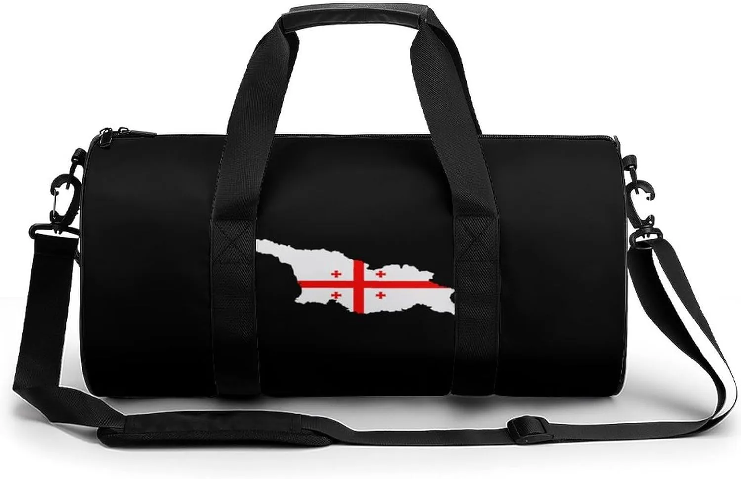 Georgias National Map Flag Round Barrel Gym Sport Bag Small Travel Duffel Bags Reusable Tote for Men Women