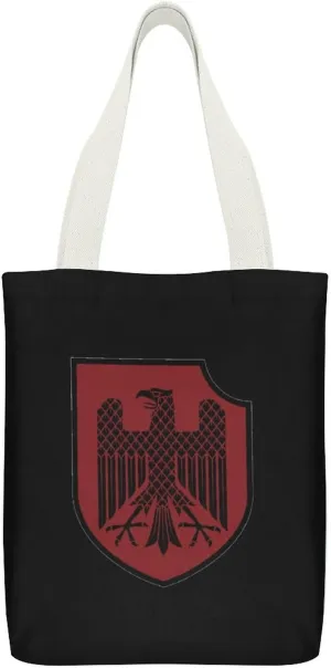 German Knight Heraldic Shield Aesthetic Canvas Tote Bag with Zipped for Women Bag for Shopping Gym Travel Vacation 32×38cm