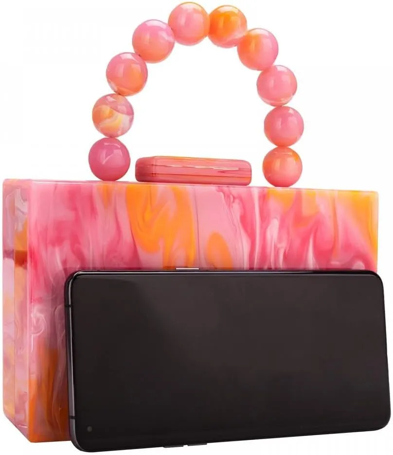 Gets Acrylic Clutch Purses for Women with Marbling Purses and Handbags Elegant Banquet Evening Crossbody Bag