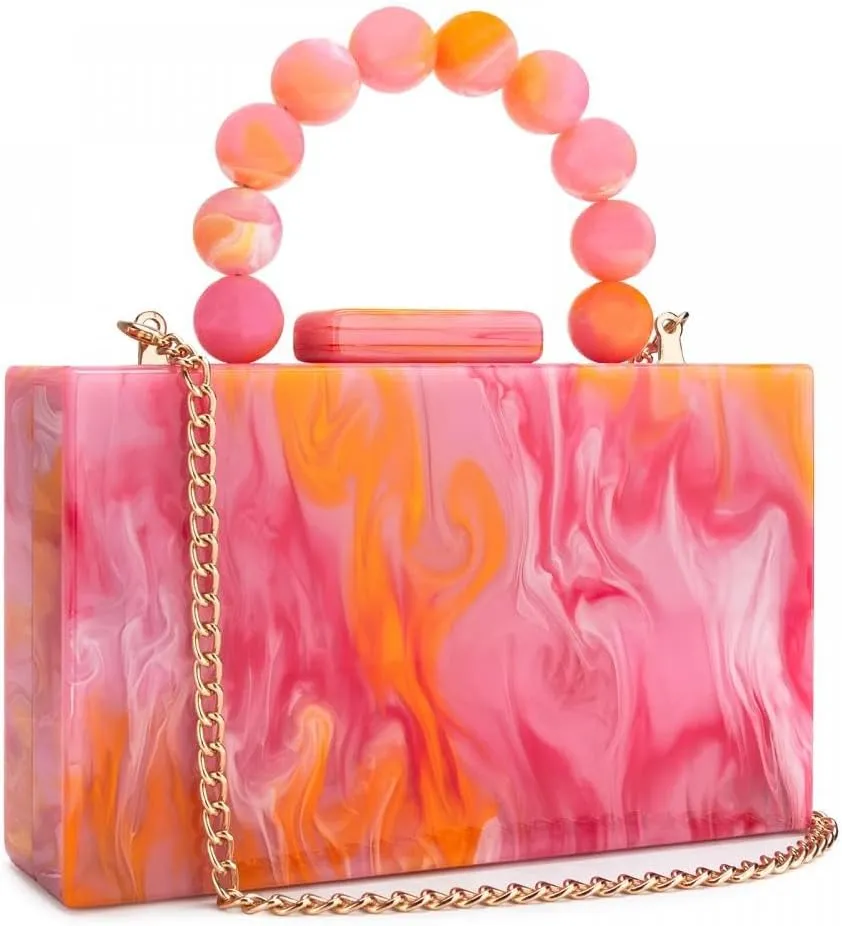 Gets Acrylic Clutch Purses for Women with Marbling Purses and Handbags Elegant Banquet Evening Crossbody Bag