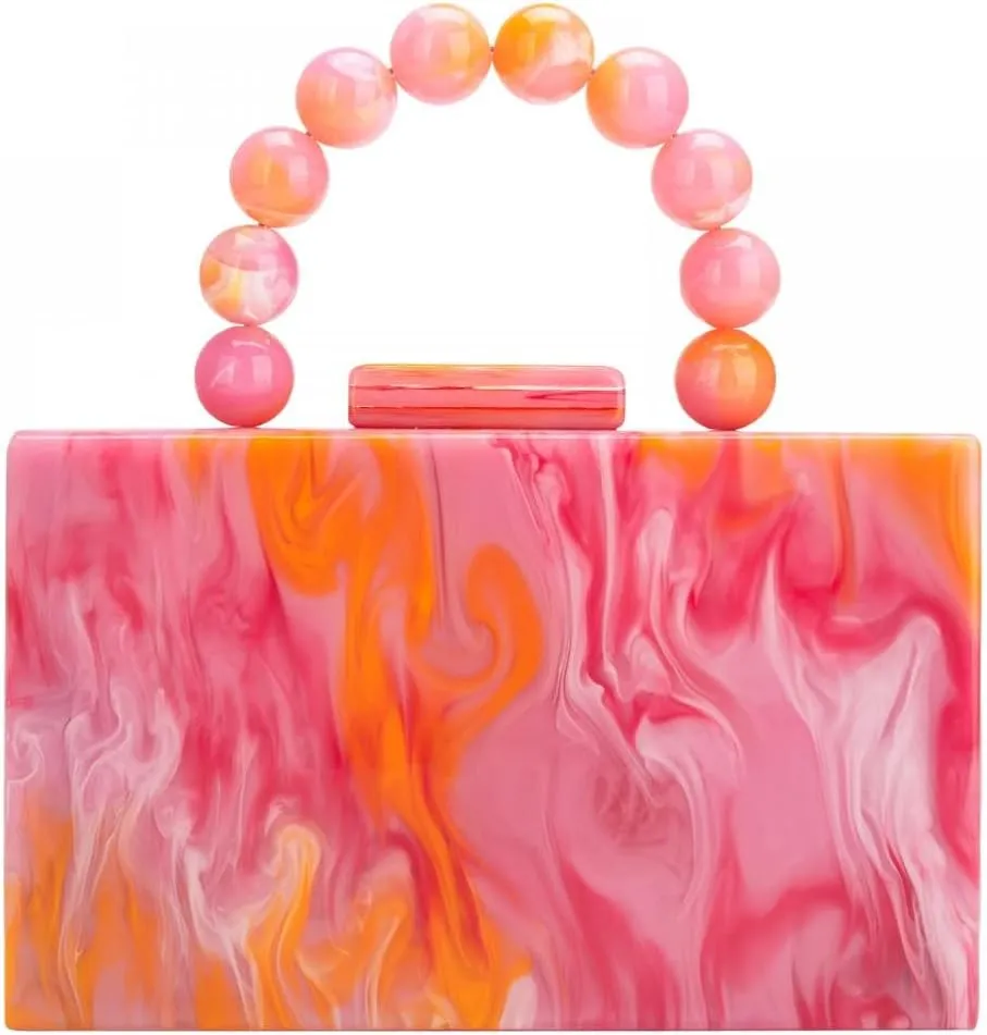 Gets Acrylic Clutch Purses for Women with Marbling Purses and Handbags Elegant Banquet Evening Crossbody Bag