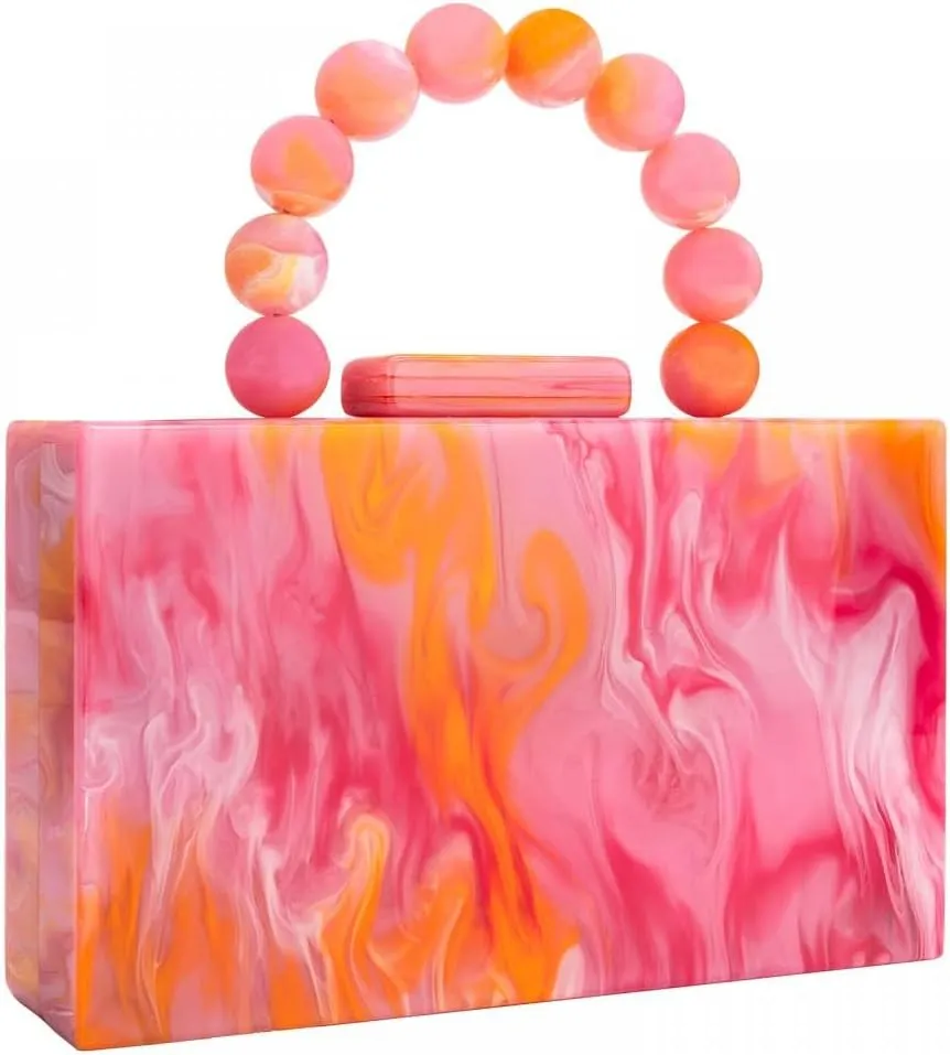 Gets Acrylic Clutch Purses for Women with Marbling Purses and Handbags Elegant Banquet Evening Crossbody Bag