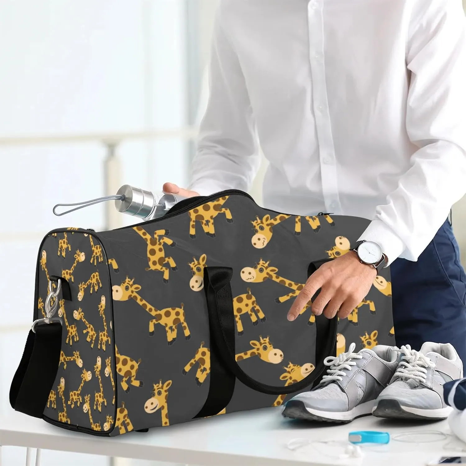 Giraffe Travel Duffle Bag, Weekender Bags for Women Men, Carry on Overnight Bag Waterproof Gym Bags, Hospital Bag for Labor and Delivery
