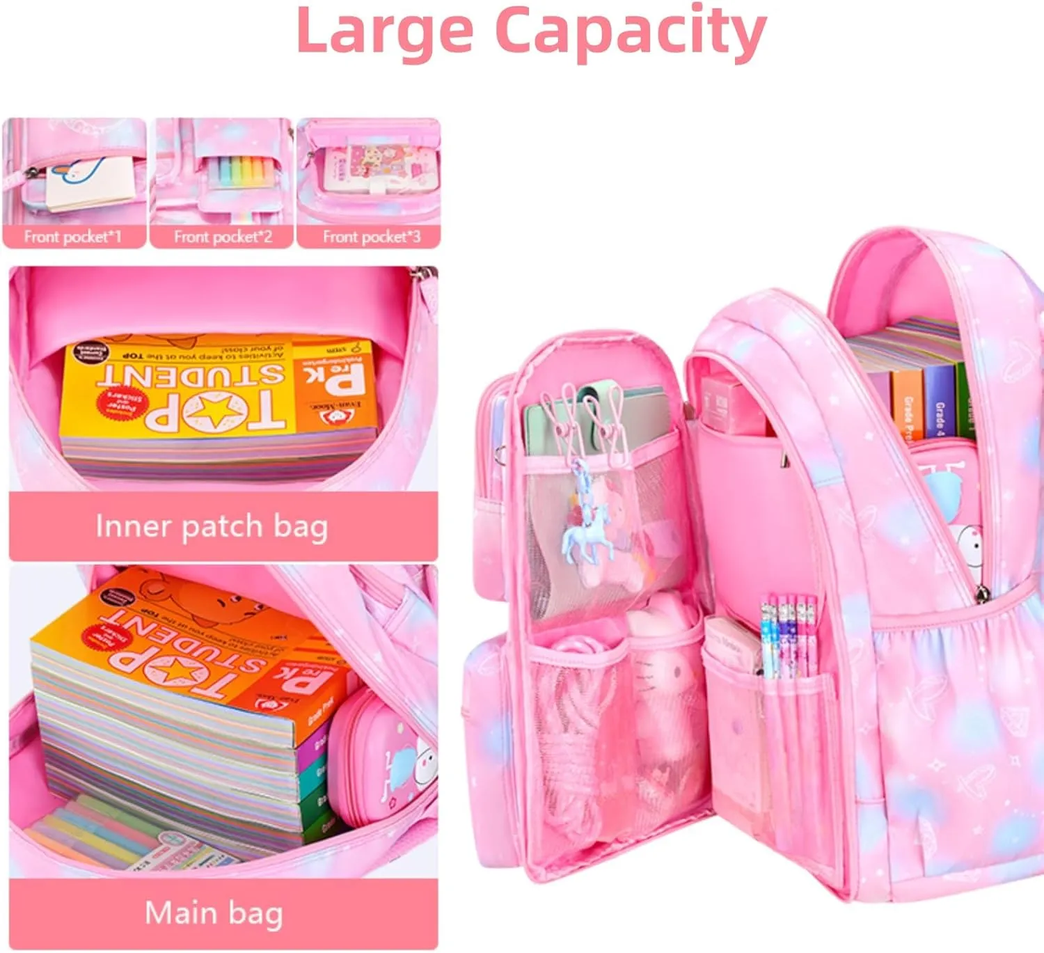 Girls Backpack,Kids Backpack for Girls Lightweight with Compartment,Girls Bookbag for Elementary Primary School((Blue)