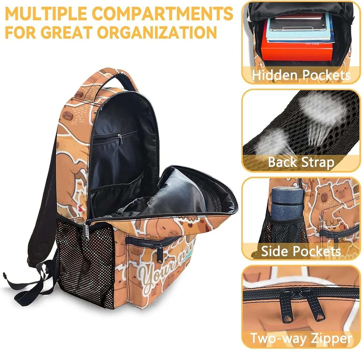 Girls Bookbag for School, Personalized Backpacks with Lunch Box, Animal Backpack for Kids Child, 17 Inch Cute Customized Bookbags with Pencil Case for Primary Middle College