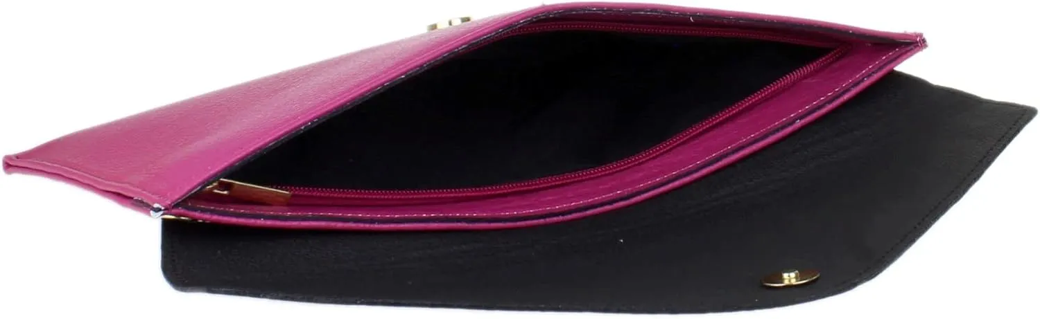 Girly HandBags Womens Italian Genuine Leather Envelope Clutch Bag