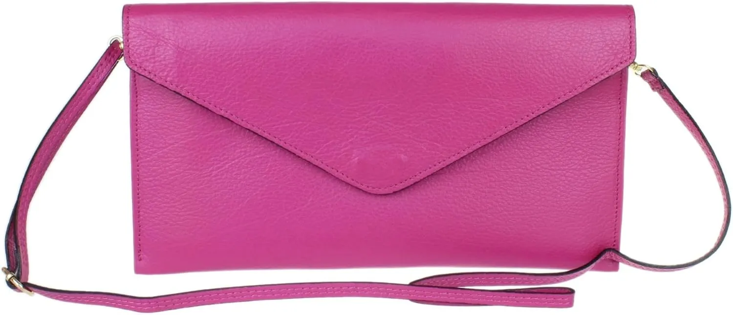 Girly HandBags Womens Italian Genuine Leather Envelope Clutch Bag