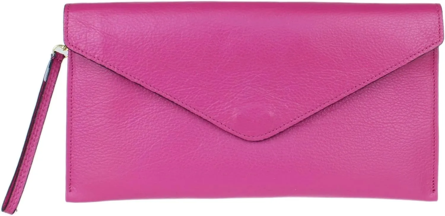 Girly HandBags Womens Italian Genuine Leather Envelope Clutch Bag