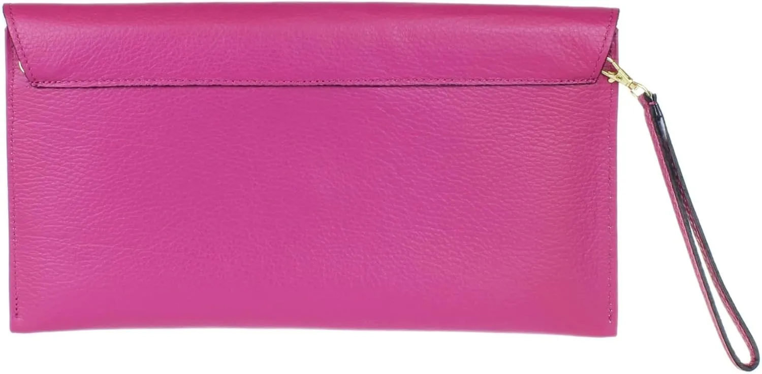 Girly HandBags Womens Italian Genuine Leather Envelope Clutch Bag