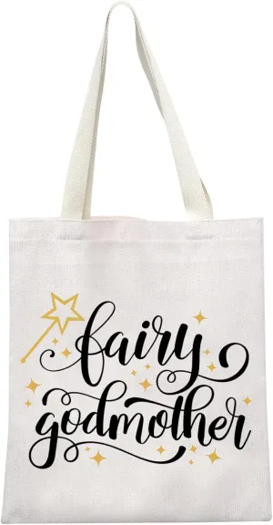 GJTIM Fairy Tote Bag Godmother Thank You Gift Godmother Proposal Travel Bag Baptism Gift First Communion Gift (Fairy Tote)