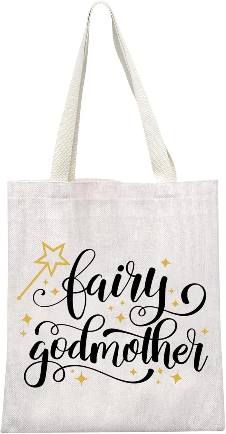GJTIM Fairy Tote Bag Godmother Thank You Gift Godmother Proposal Travel Bag Baptism Gift First Communion Gift (Fairy Tote)
