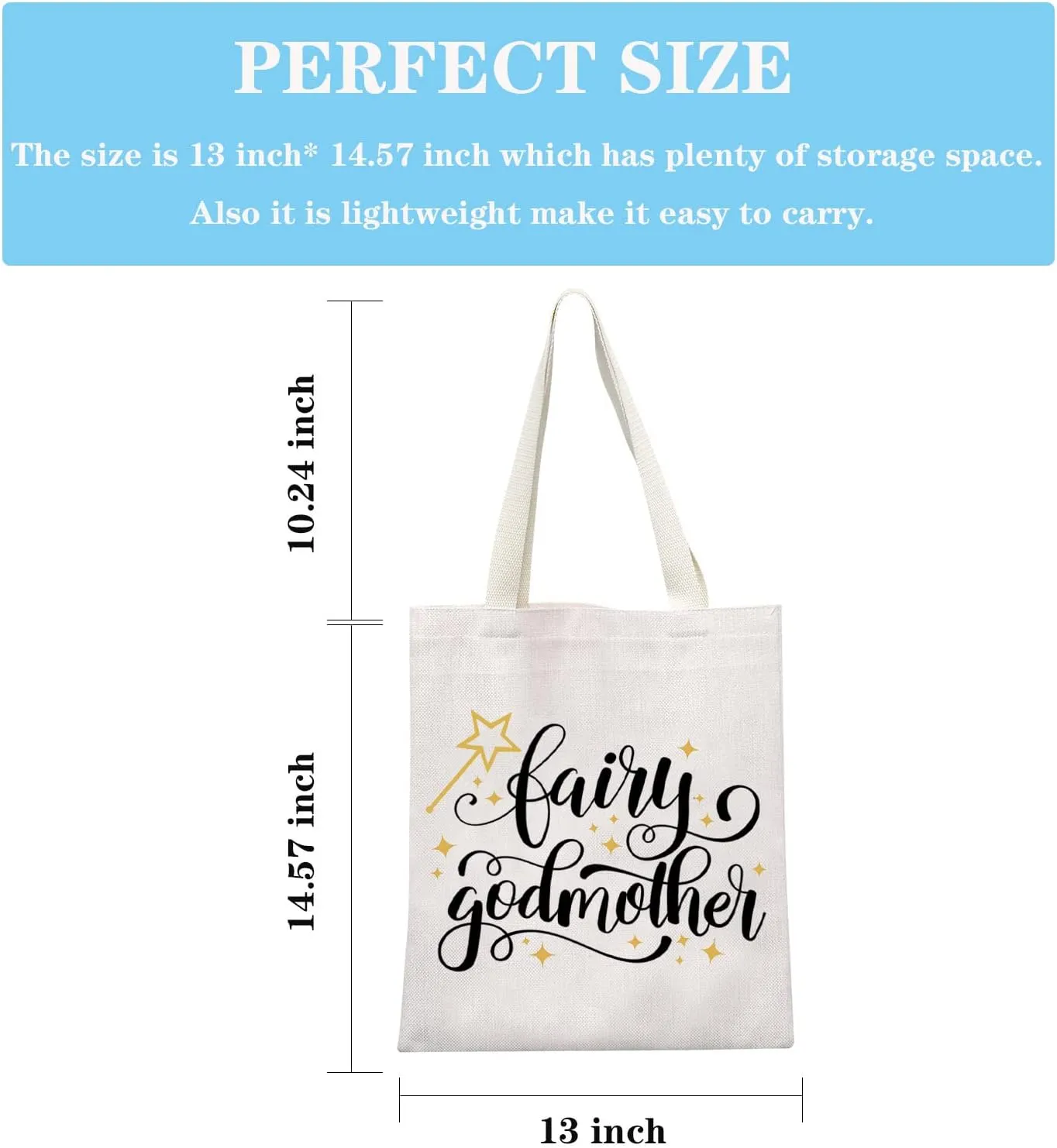GJTIM Fairy Tote Bag Godmother Thank You Gift Godmother Proposal Travel Bag Baptism Gift First Communion Gift (Fairy Tote)
