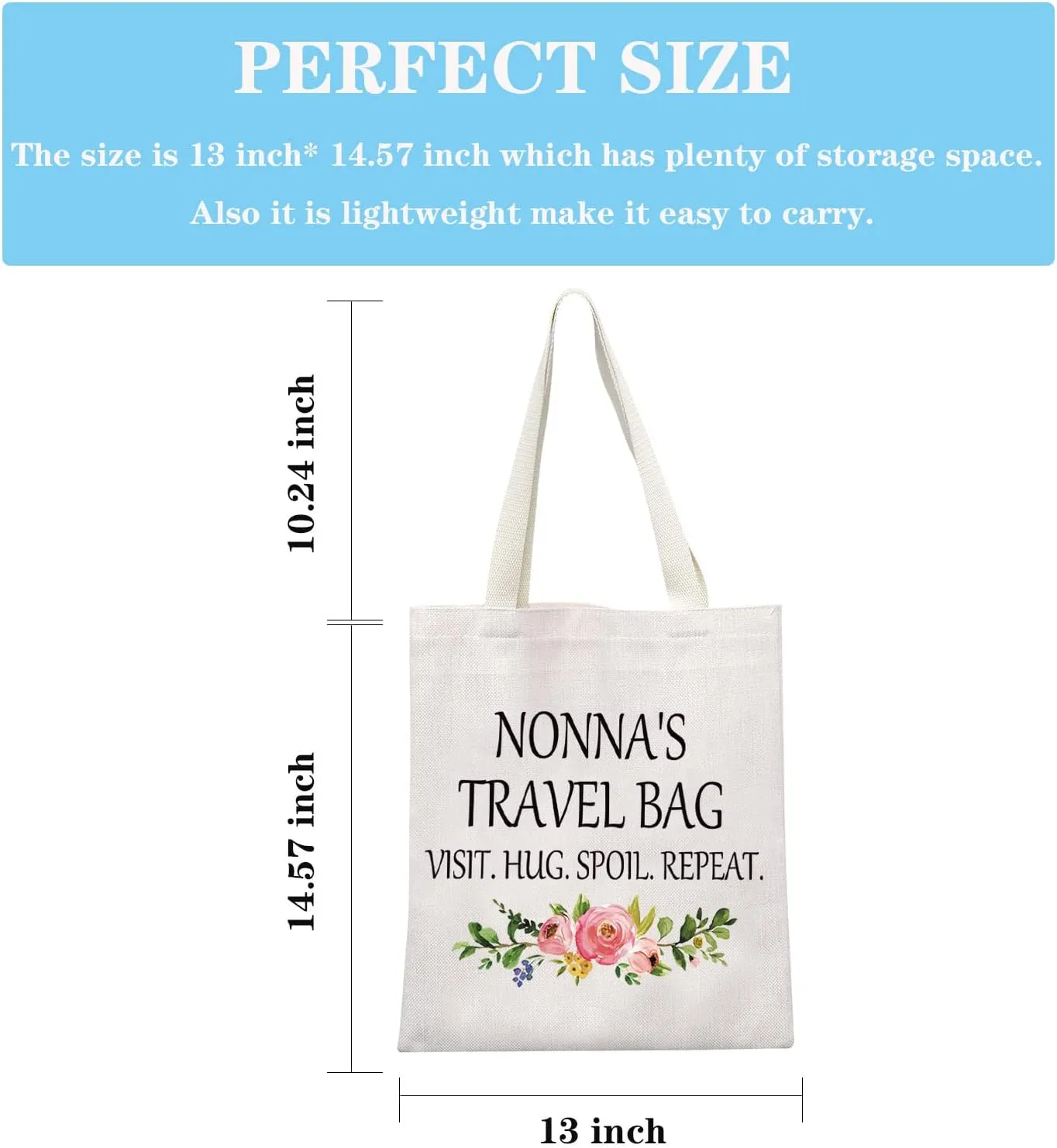 GJTIM Nonna Gift for Grandma from Grandchildren Travel Bag Grandmother Tote Bag (Nonna's Travel Tote)