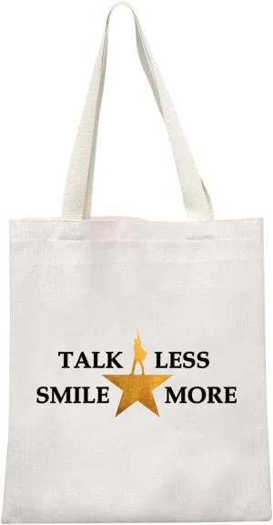 GJTIM Novelty Musical Gift Musical Lyrics Canvas Tote Bag Talk Less Smile More Shopping Bag (Smile More Shoppingbag)