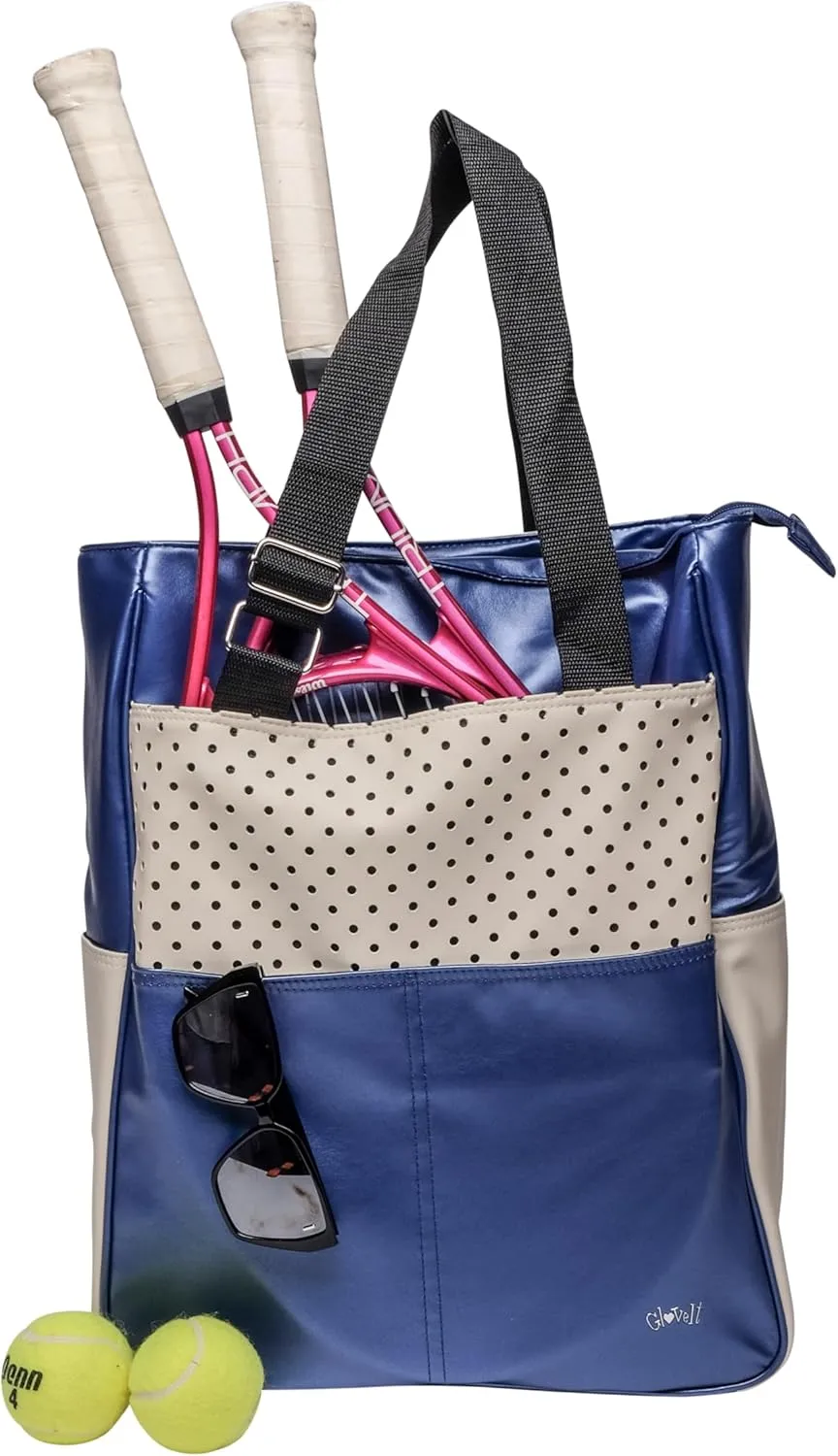 Glove It Tennis Tote Bag, Tennis Bag for Women, Ladies Sports Shoulder Bag, Large Tote with 6 Pockets, fits 2 Rackets.