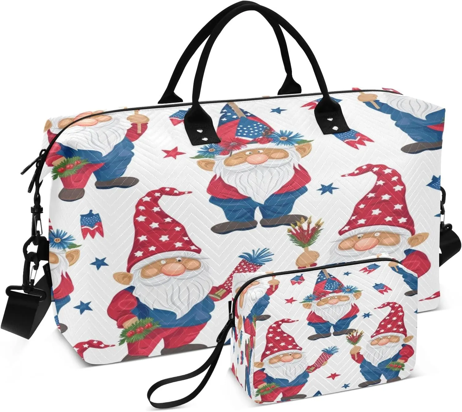 Gnone Dwarf Travel Duffel Bags with Toiletry Bag and Adjustable Strap for Travel Gym Yoga