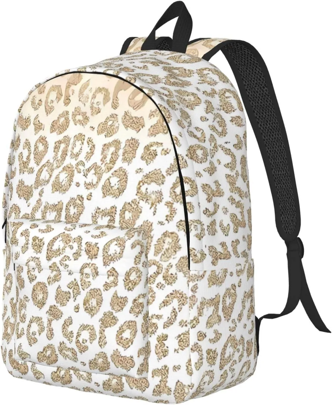 Gold Glitter Leopard Print Ombre Canvas Backpacks Laptop Backpack Multipurpose Double Shoulder Bag for Men Women Gifts Medium